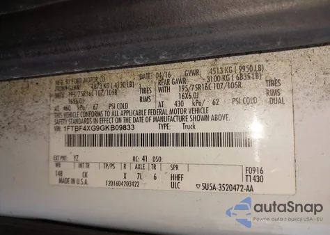 2016 Ford Transit-350 from USA, damaged, VIN 1FTBF4XG9GKB09833